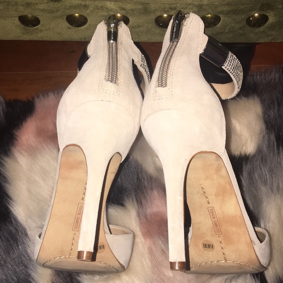 Suede Nude Heels with Crystal Ankle Studs - Picture 5 of 6